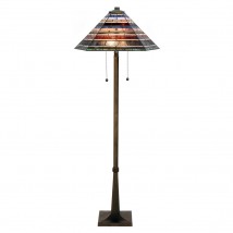 Tiffany-Stehlampe mit großem vielfarbigem Glasschirm