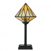 Tiffany-Tischleuchte mit diamantförmigem Glasschirm