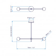 Eleganter Design-Hängeleuchter mit zwei Glaskugeln an Querstange - Casa