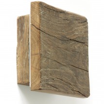 Quadratische Wandleuchte aus antikem Massivholz (20 cm)