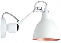 Weiße Wandleuchte N° 304, auch mit Kupfer-Schirm