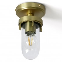 Schlichte Deckenleuchte mit Zylinderglas-Sturz, IP65