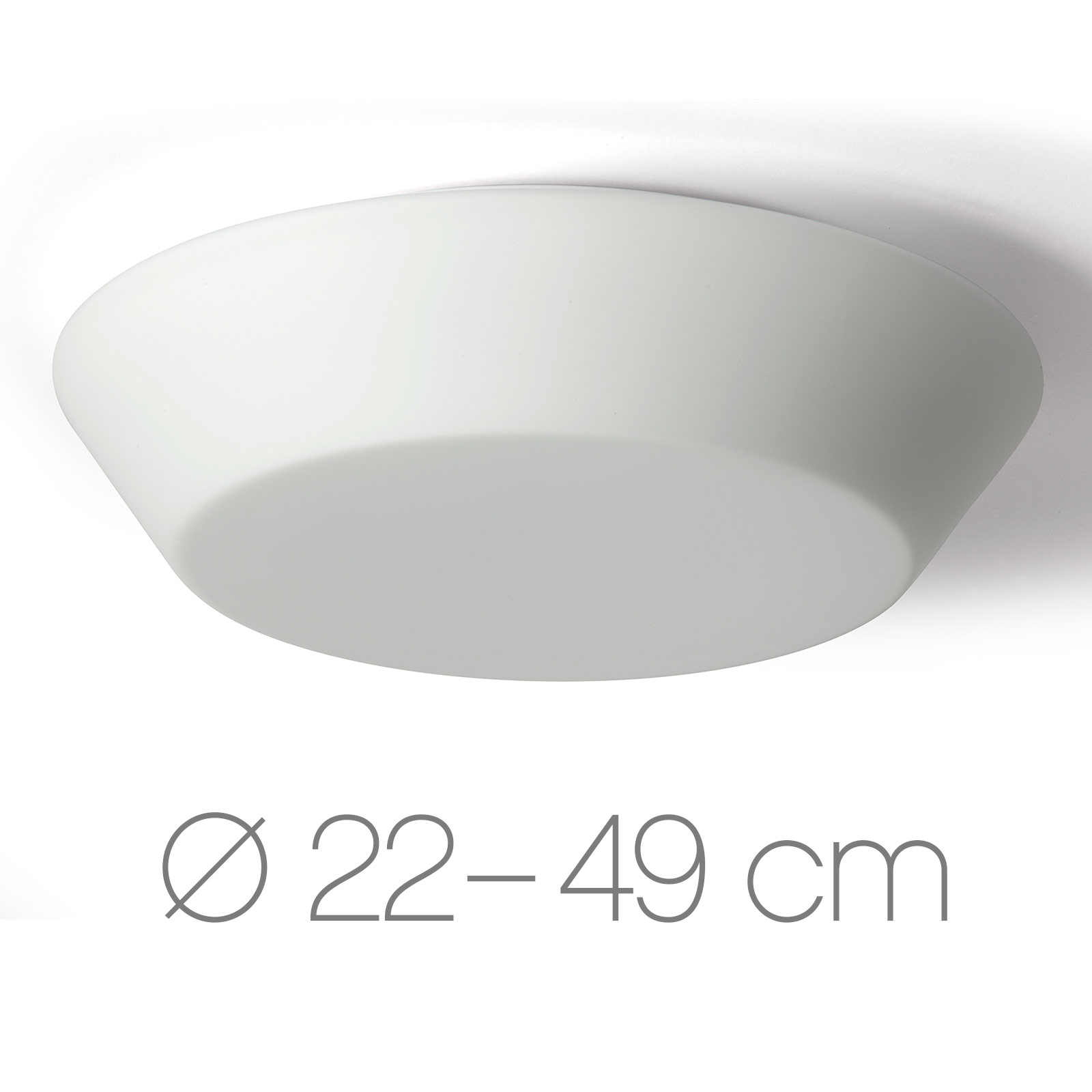 Moderne, flache Opalglas-Deckenleuchte CARA, Ø 22 bis 49 cm