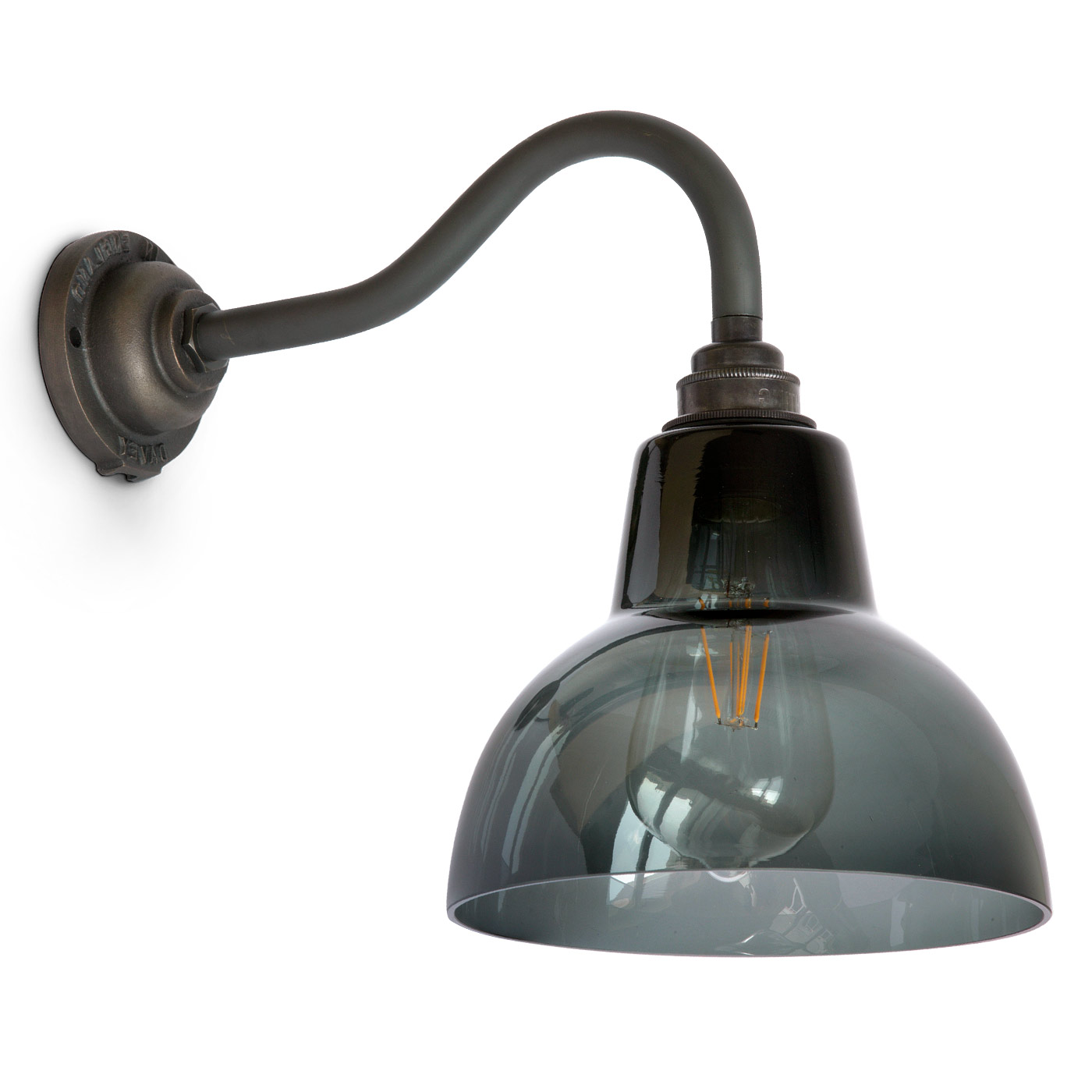 Gussarm-Wandleuchte mit Rauchglas-Schirm YORK Gussarm-Wandleuchte mit Rauchglas-Schirm YORK