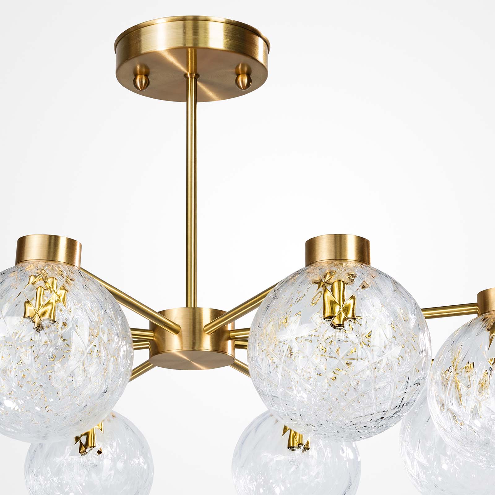 Pendelleuchter mit acht strukturierten Glaskugeln, Ø 14 cm, Bild 5 Pendelleuchter mit acht strukturierten Glaskugeln, Ø 14 cm, Bild 5