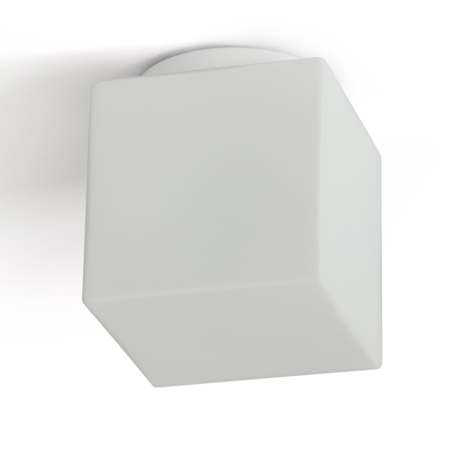 Kleine Würfel-Deckenleuchte aus Opalglas KUBUS: Seitenlänge 14 cm, M