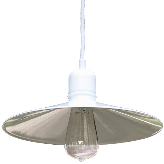 BINGEN sheet metal pendant light with white plate shade