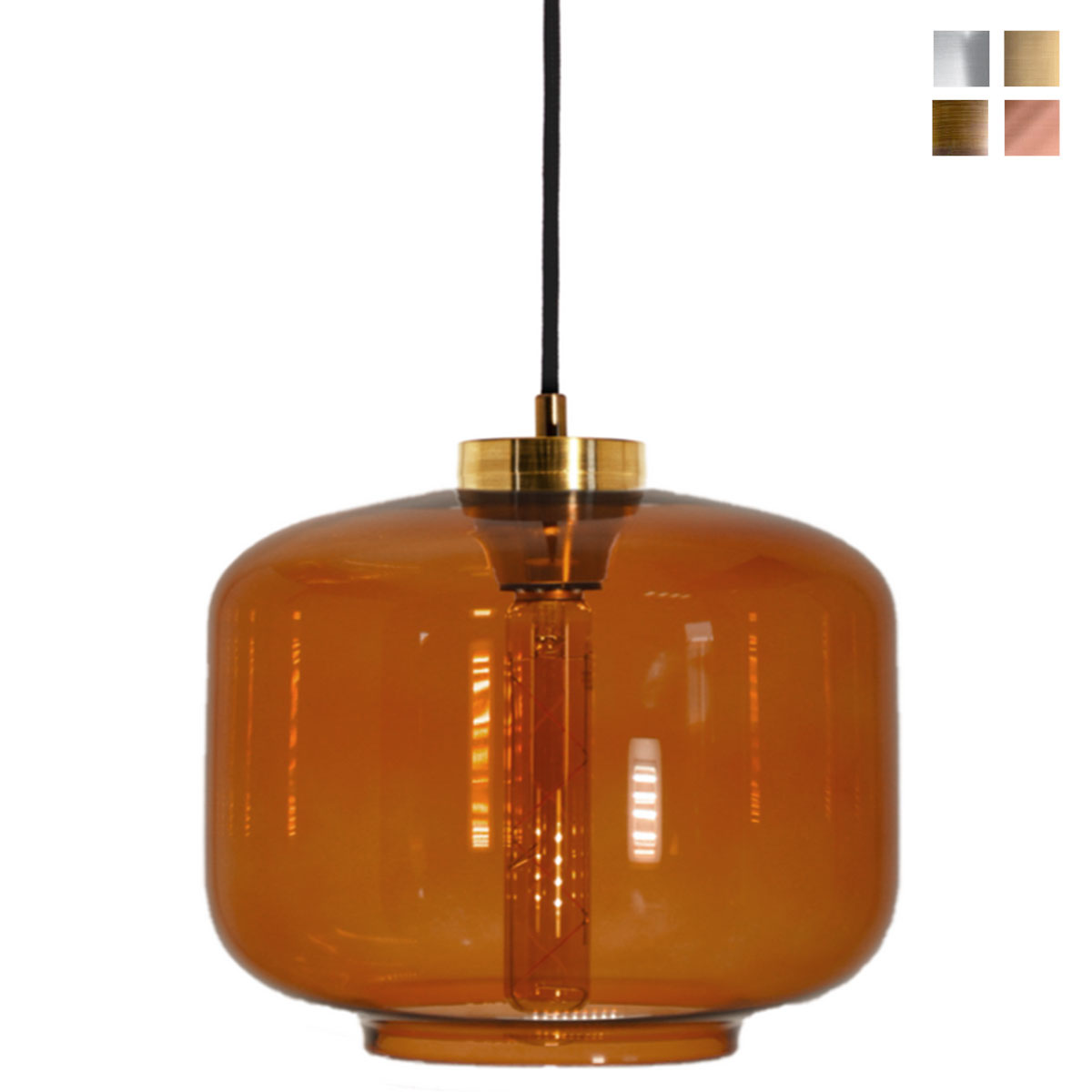 Bild 5: Eine schöne Glas-Hängeleuchte, hier bernsteinfarben gelüstert, Metallteile in Messing Glas-Pendelleuchte in verschiedenen Glasfarben DJAVA: Eine schöne Glas-Hängeleuchte, hier bernsteinfarben gelüstert, Metallteile in Messing