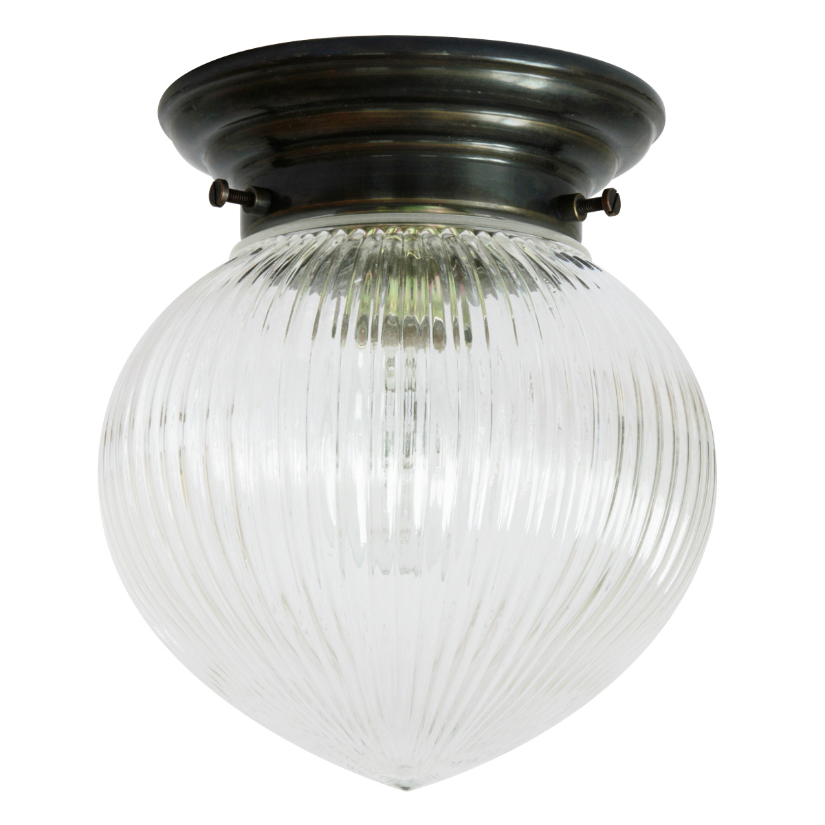 Deckenlampe mit Haselnuss-Holophanglas Ø 14 cm Deckenlampe mit Haselnuss-Holophanglas Ø 14 cm