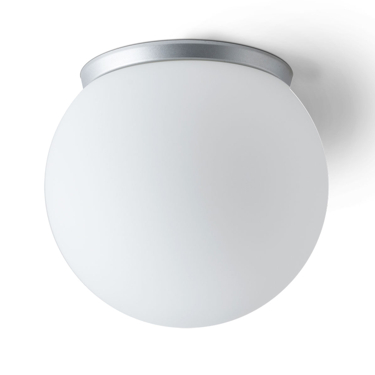 Bild 7: Ø 20 cm, silbermatt Schlichte Kugel-Deckenleuchte aus Opalglas SPHERA, IP65, Ø 20–40 cm: Ø 20 cm, silbermatt