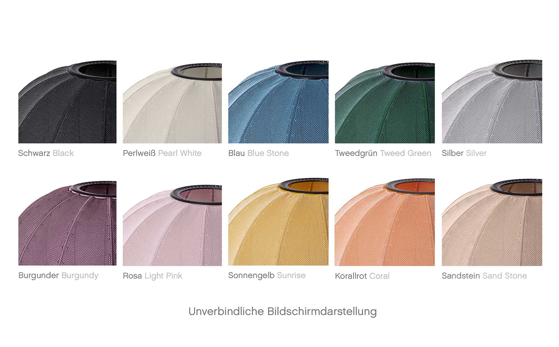 Fig. 2: Die gestrickten Stoff-Schirme sind in vielen Farben erhältlich KNIT-WIT Lantern Shaped Wall Light Made of Fabric, Three Sizes in Various Colors: Die gestrickten Stoff-Schirme sind in vielen Farben erhältlich