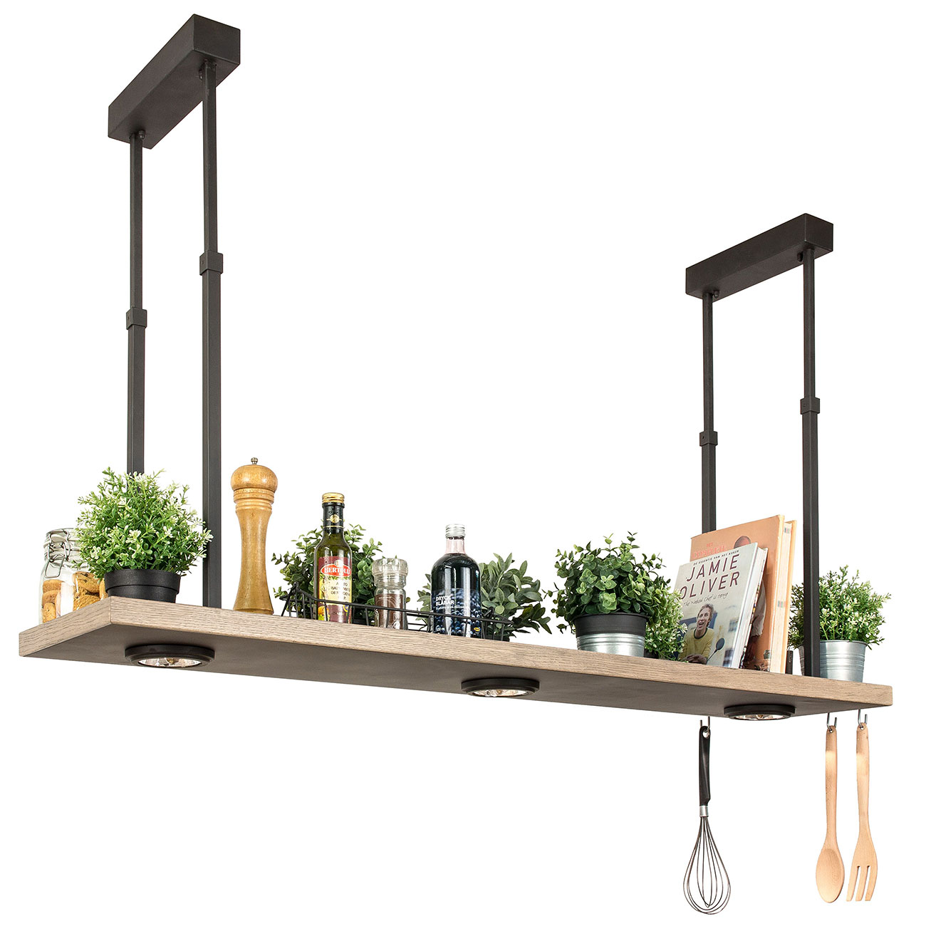 Hängeregal mit Downlight-Spots für die Küche Hängeregal mit Downlight-Spots für die Küche