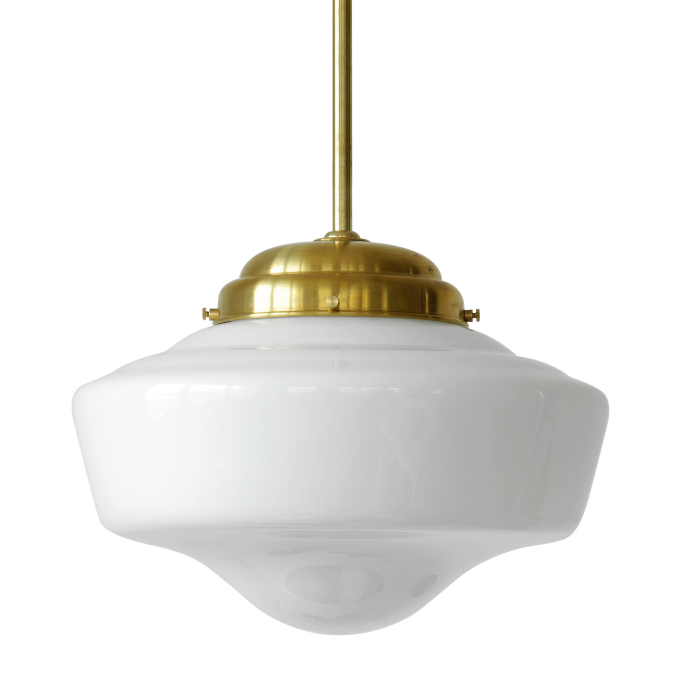 Art Déco-Pendelleuchte mit gewölbtem Opalglas