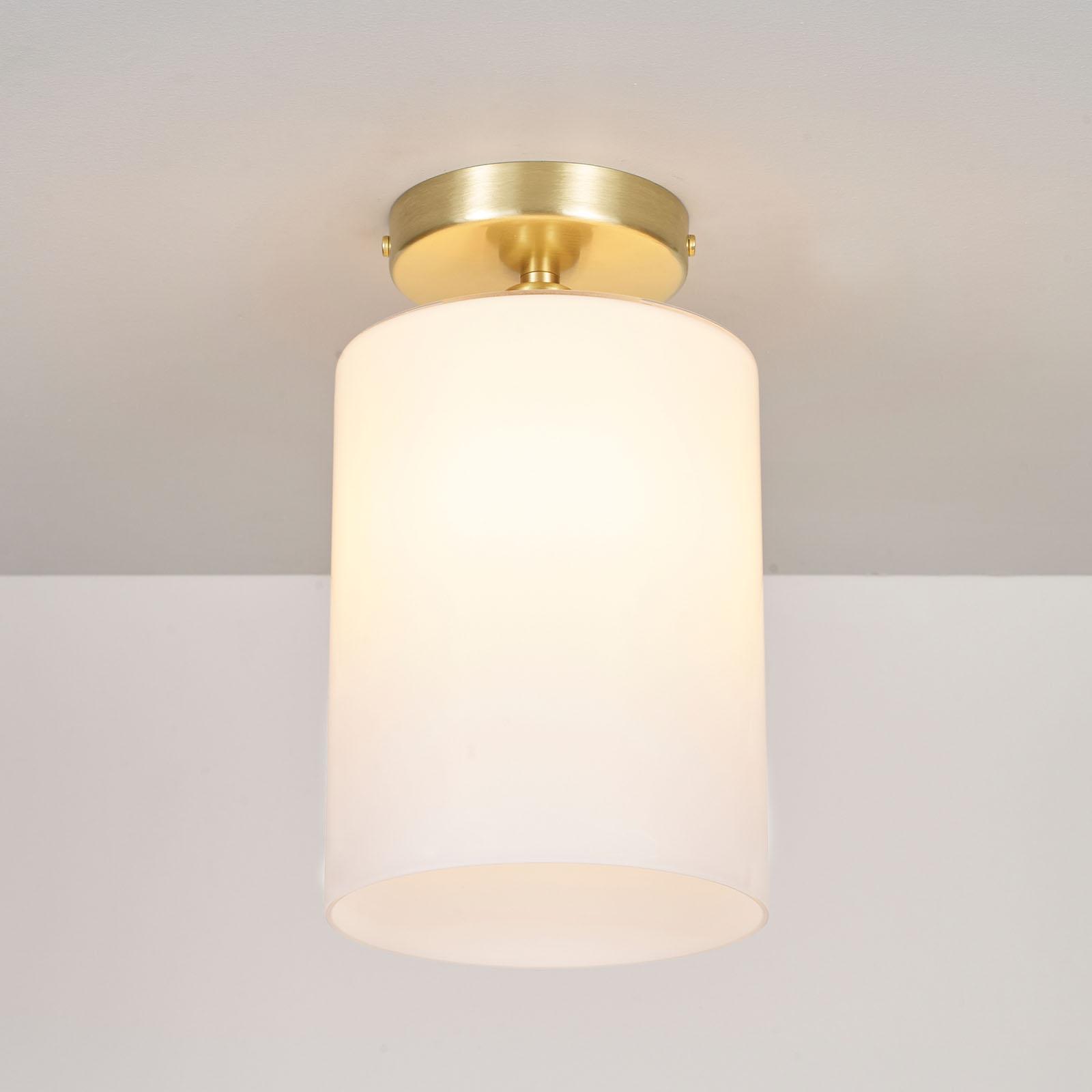 Ceiling Lamp with Opal Glass Cylinder BROMPTON, Two Sizes Ceiling Lamp with Opal Glass Cylinder BROMPTON, Two Sizes