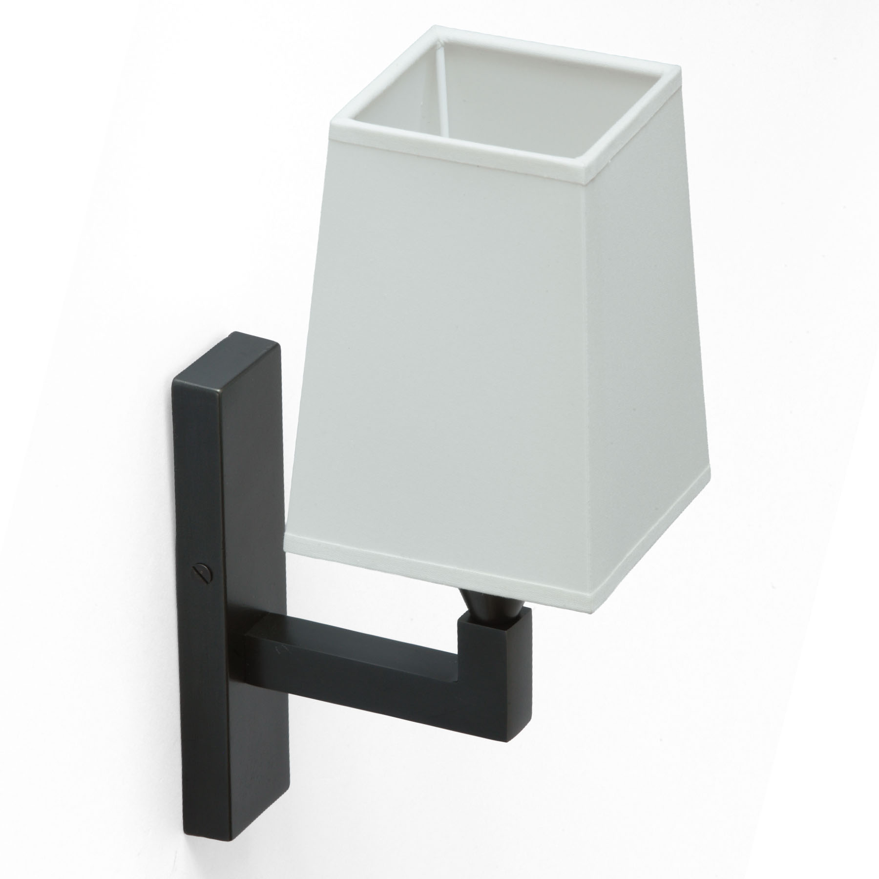 Klassische, kleine Stoffschirm-Wandleuchte aus Frankreich AL001: Modell in schwarz patiniert