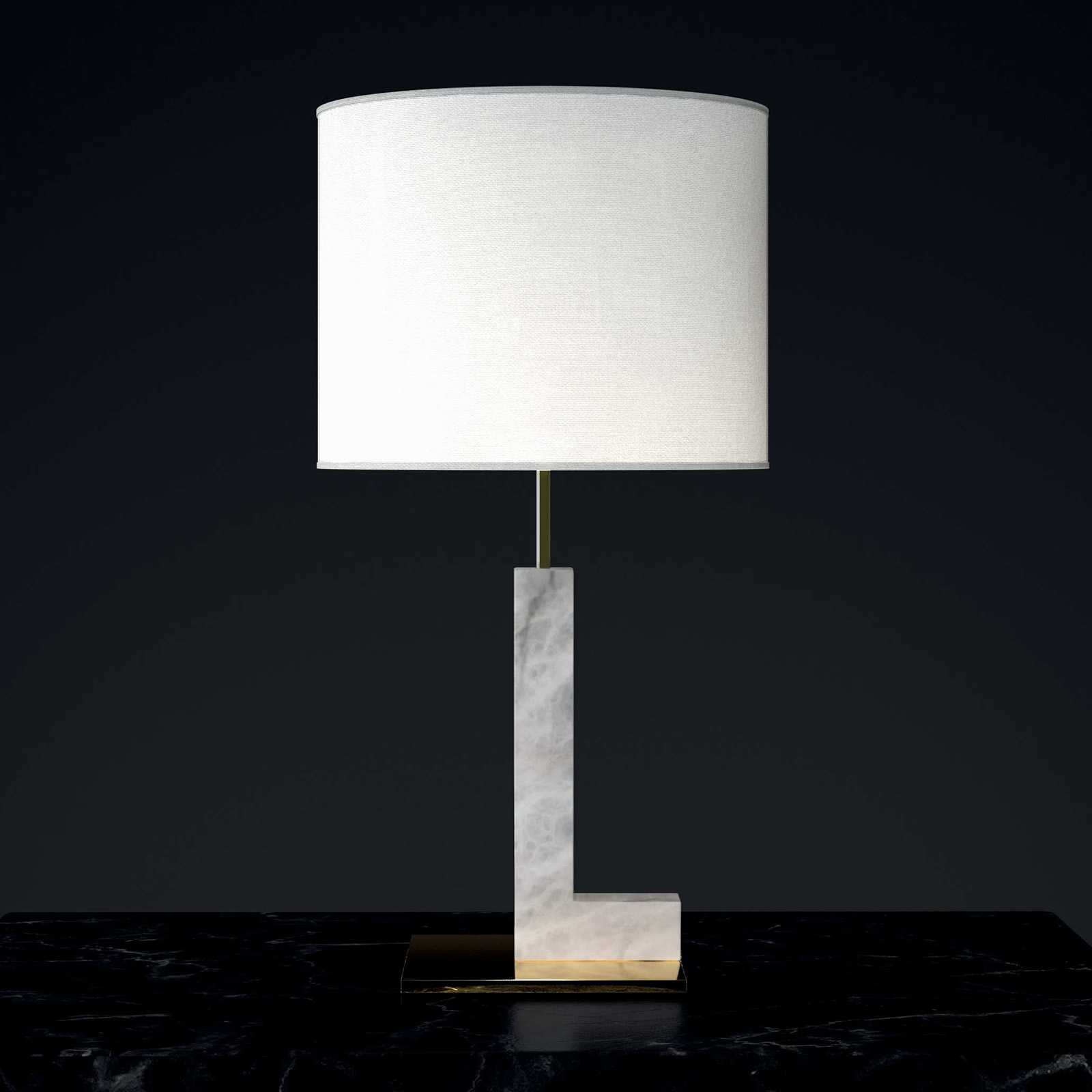 Italian Design Table Lamp with Alabaster Base LAMBDA