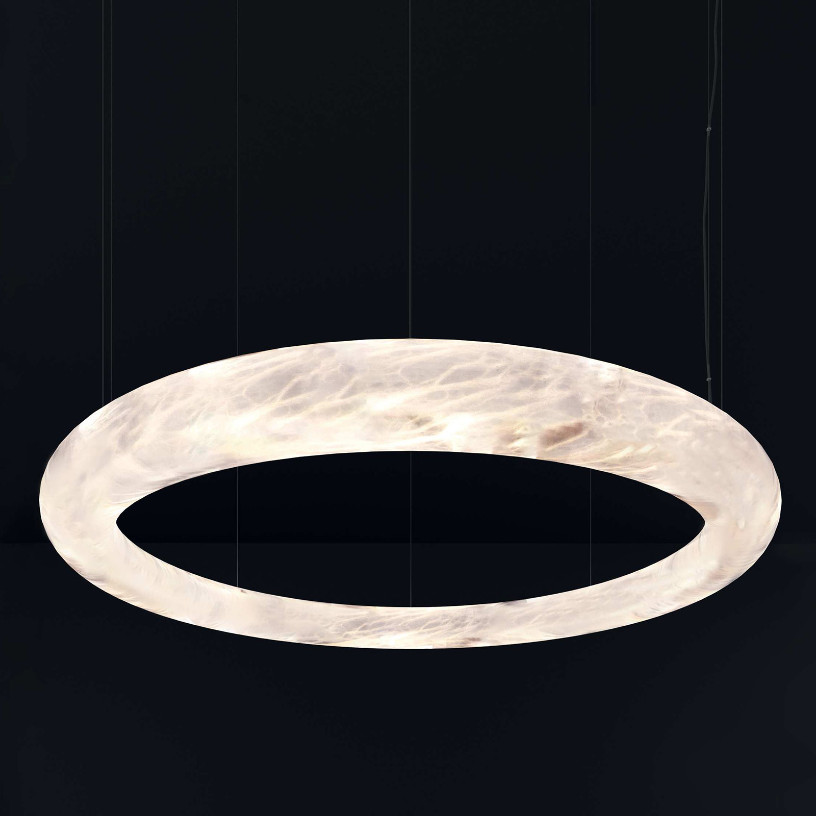 Große Ring-Hängeleuchte aus Alabaster AURA, Ø 56–105 cm