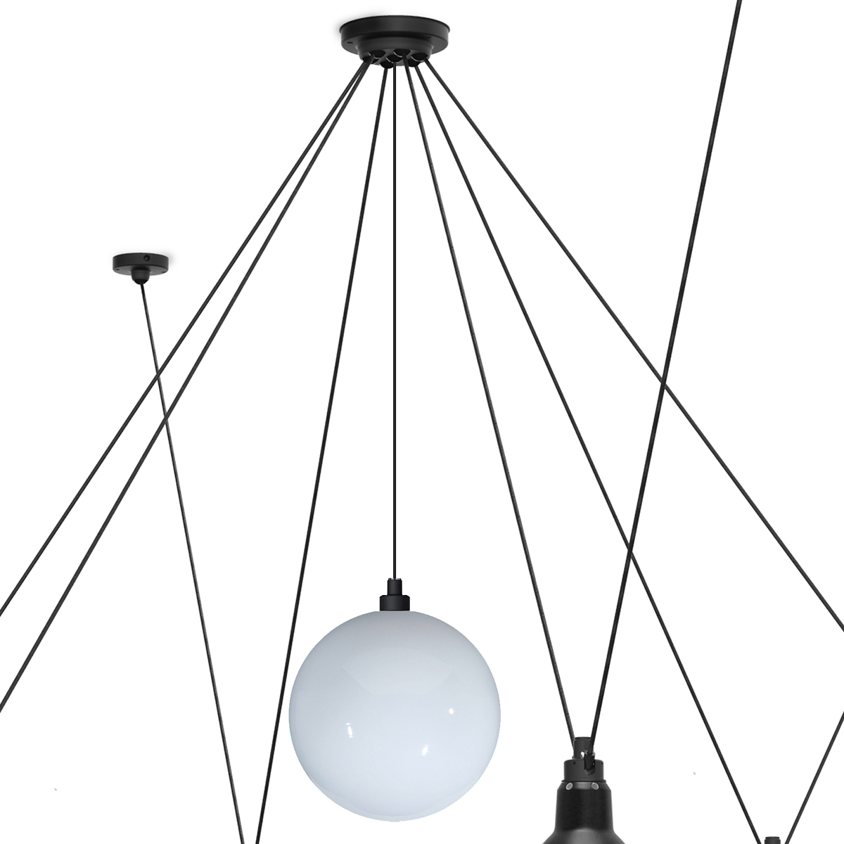 Hängeleuchten-Gruppe mit 7 variablen Schirmen Les Acrobates N° 327, Bild 6 Hängeleuchten-Gruppe mit 7 variablen Schirmen Les Acrobates N° 327, Bild 6