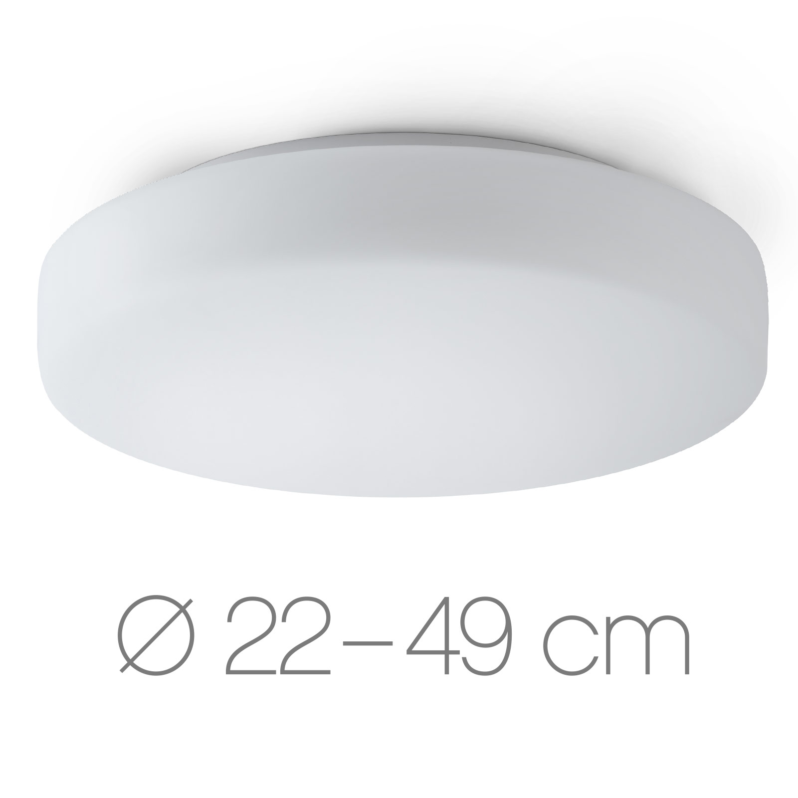 Runde gewölbte Opalglas-Deckenleuchte ELLA, Ø 22–49 cm: Die schlichten Deckenleuchten überzeugen mit hochwertigem Opalglas (hier Größe M mit Ø 35 cm), E27 oder LED
