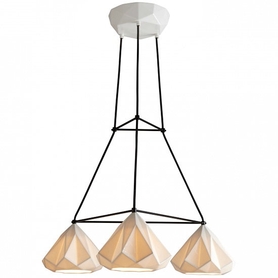 Three-flame pendant with porcelain shades HATTON 1