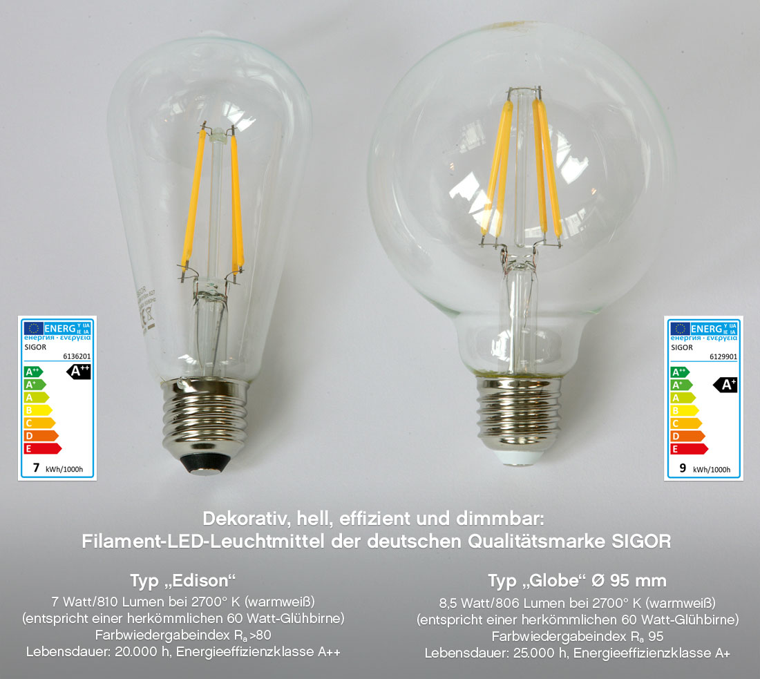 Französische Hängelaterne mit Dach ANTARES: Passendes Leuchtmittel ("Edison", zwei Stück, links) optional erhältlich