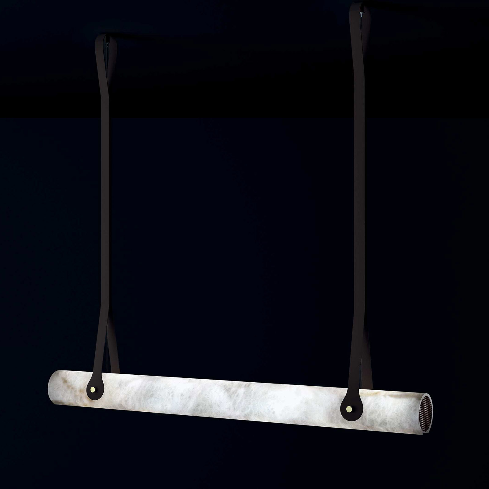 Faszinierende Hängeleuchte mit 120 cm-Röhre aus Alabaster ZEUS Faszinierende Hängeleuchte mit 120 cm-Röhre aus Alabaster ZEUS