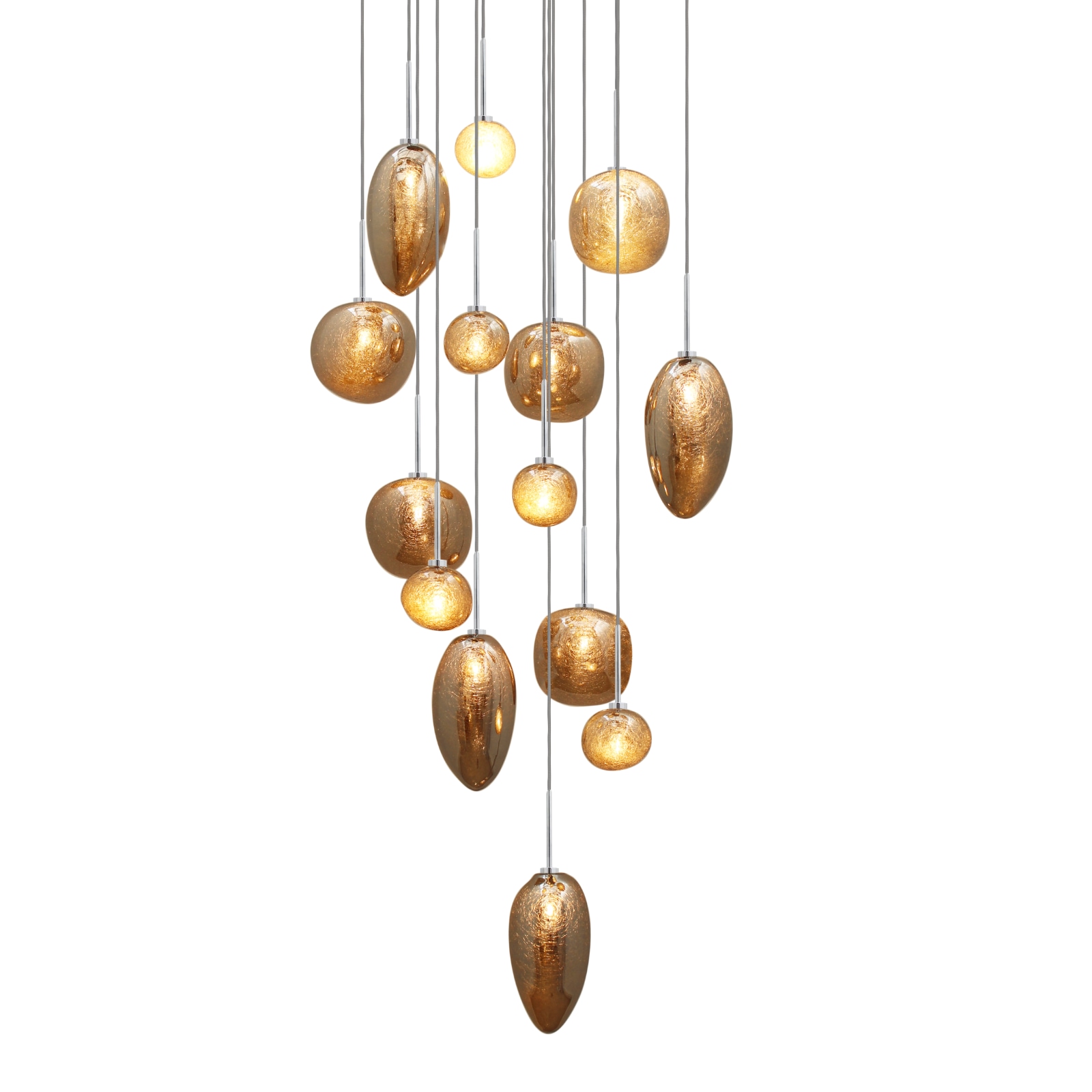 Dazzling Ensemble of 14 Glass Pendant Lights