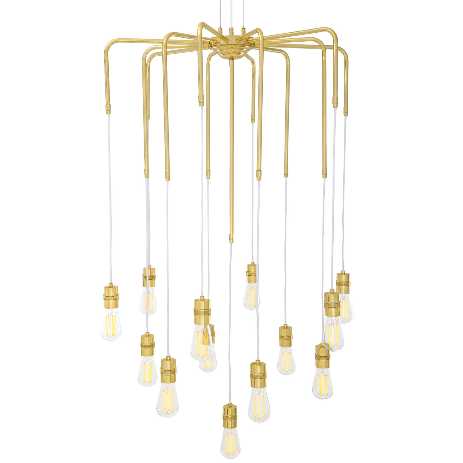 Decorative 13-armed chandelier with hänging bulbs