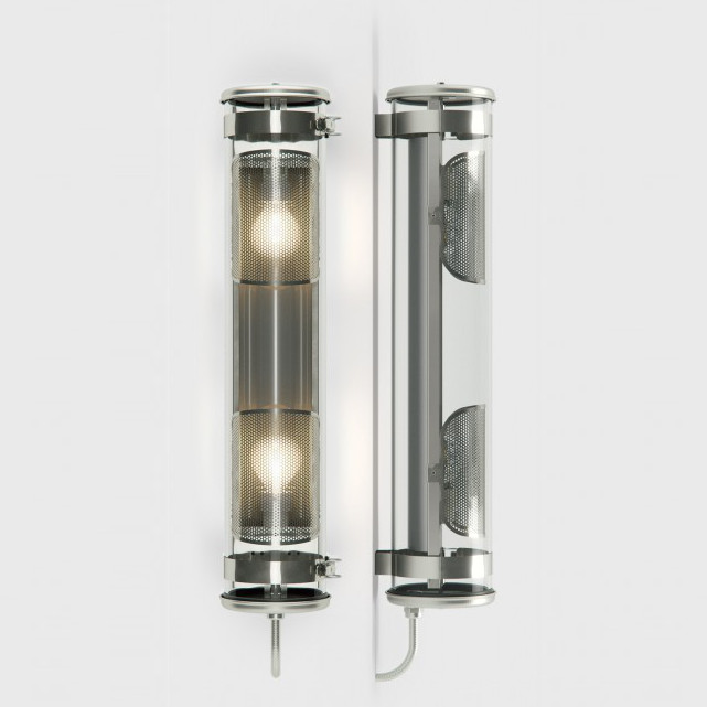 Universell einsetzbare Glasröhren-Leuchte MUSSET mit IP68: Die Glasröhren-Leuchte mit Reflektor in Silber, mit Gewebe-Abschirmung
