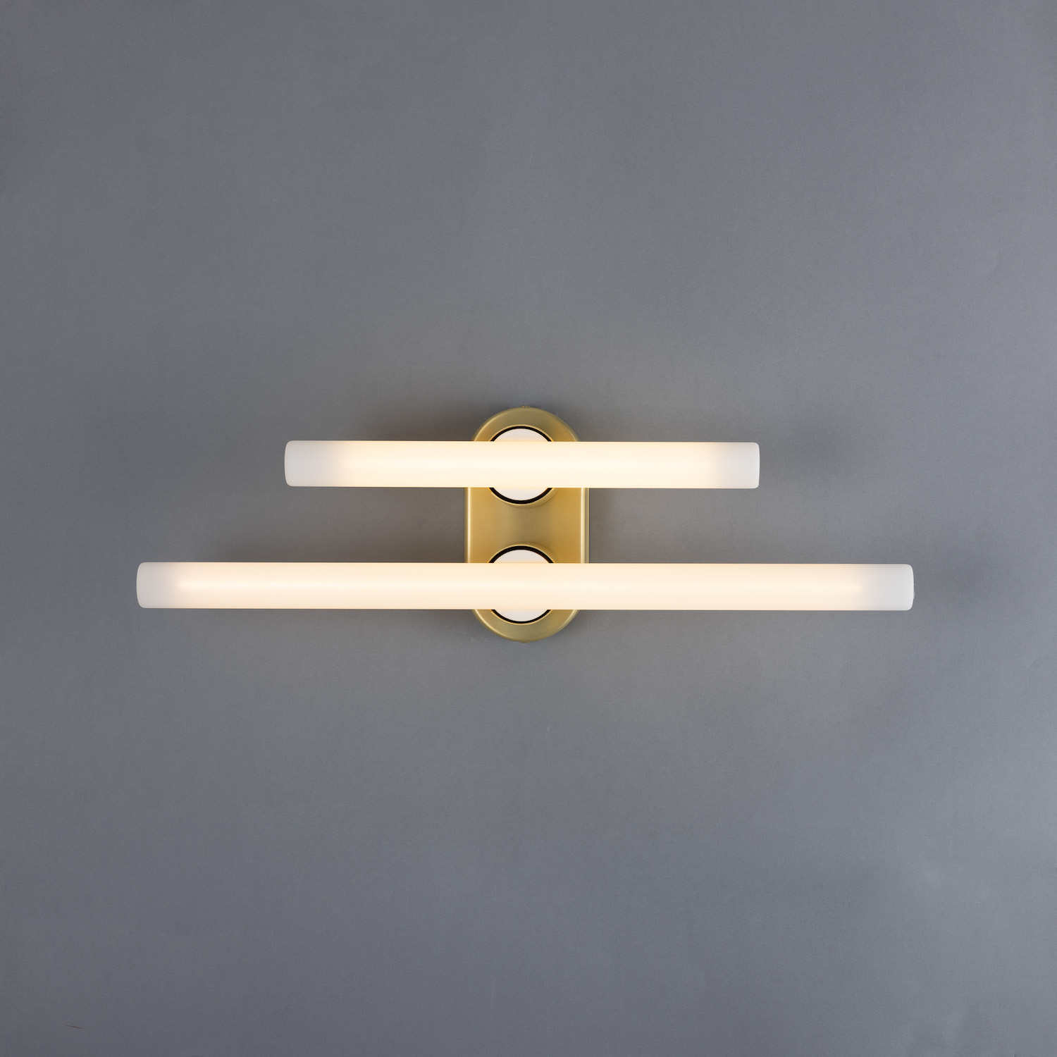 Double Brass Wall or Mirror Light: Messing satiniert, Modell 3