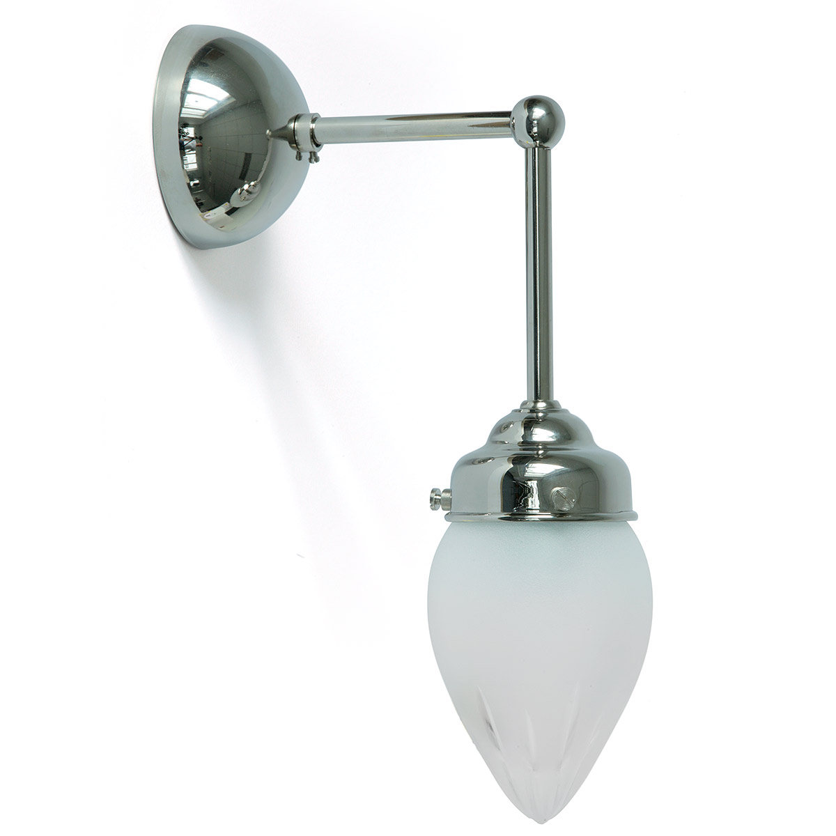 Kleine Wandlampe mit abgehängtem Satin-Spitzglas