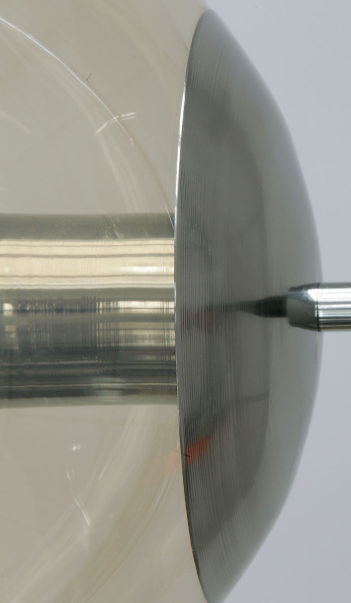 6-armiger Glaskugel-Deckenleuchter, farbig oder klar Ø 85 cm: Edelstahl, bernstein gelüstert