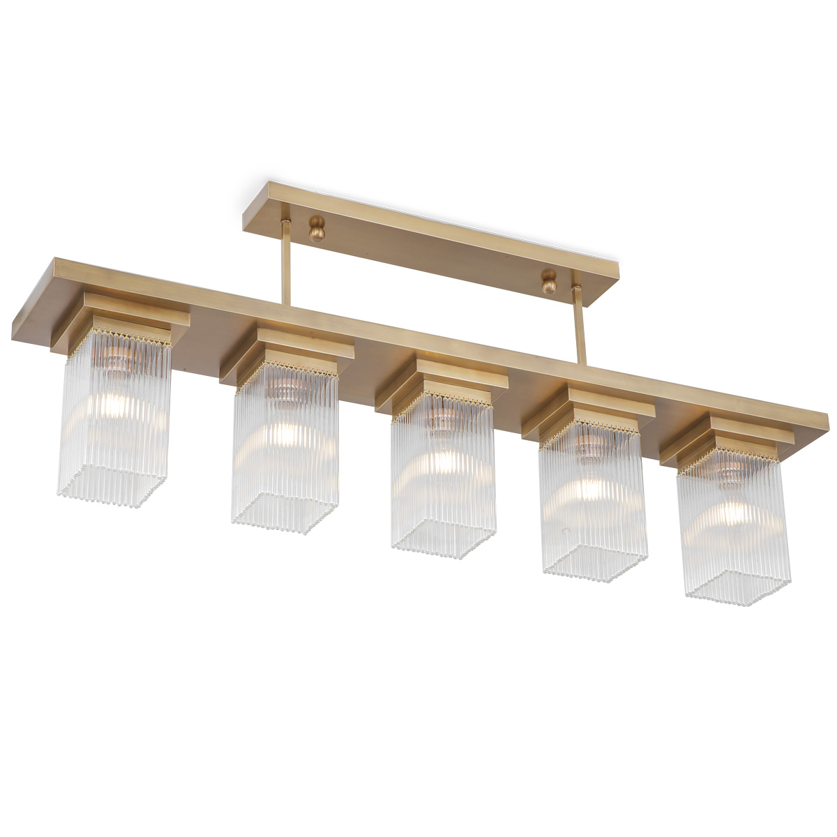 Lange Hängeleuchte mit fünf Kristall-Brennstellen MONAC Lange Hängeleuchte mit fünf Kristall-Brennstellen MONAC