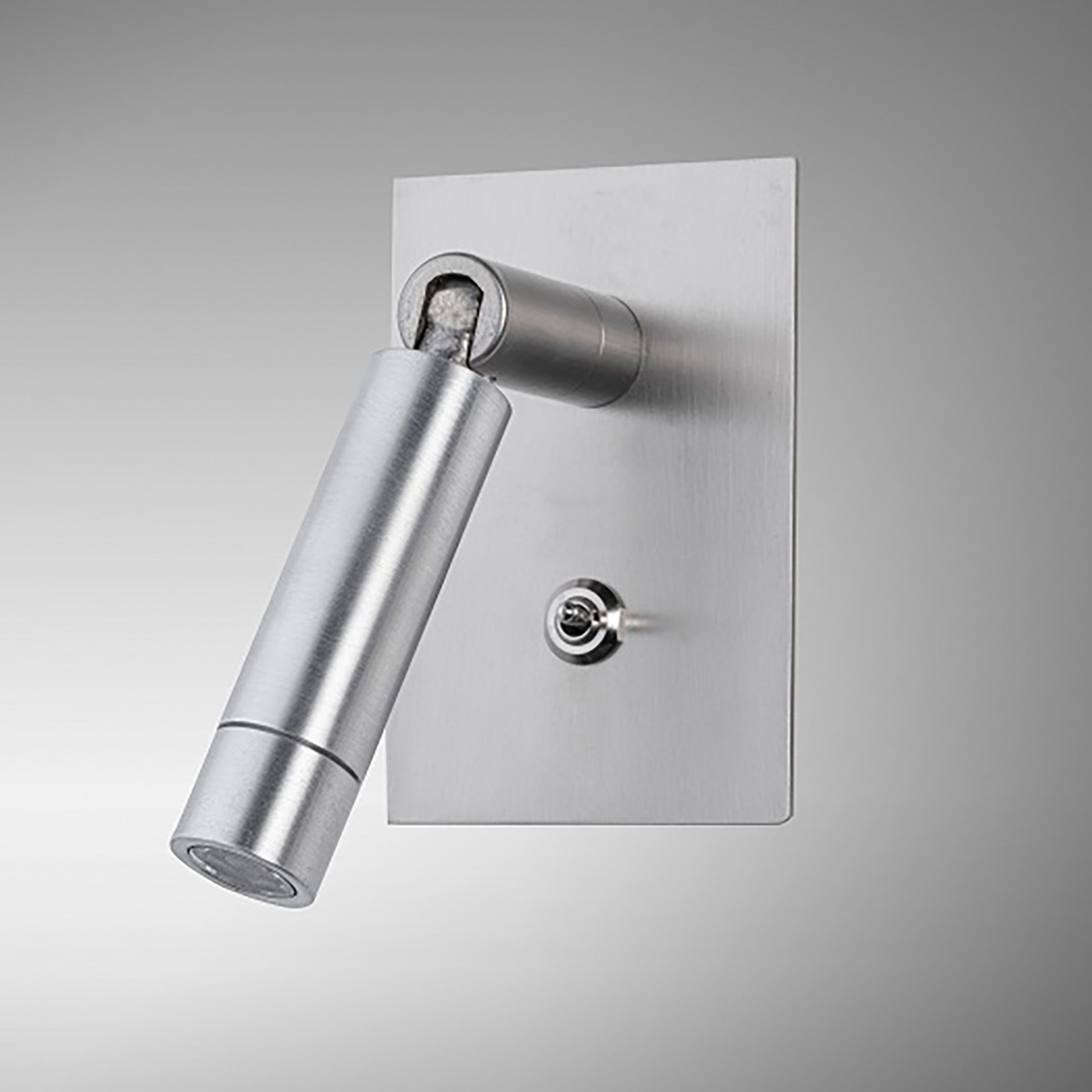 LED-Gelenk-Spot aus Messing zur Einbau-Montage AL45: Das Modell mit Schalter in Nickel matt satiniert.