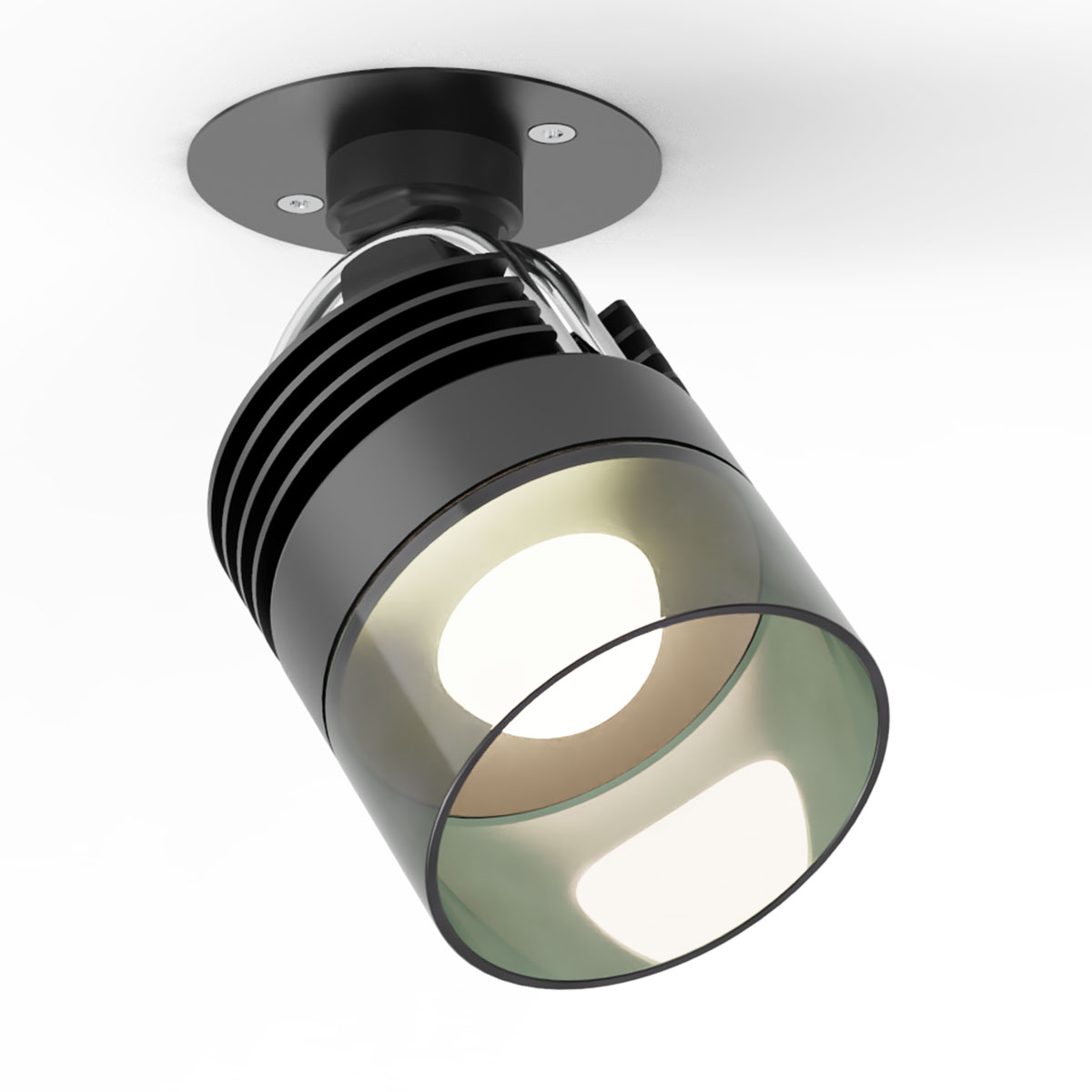 MOD Recessed Deckenspot – Modulares Strahlersystem: Schwarz mit Rauchglas