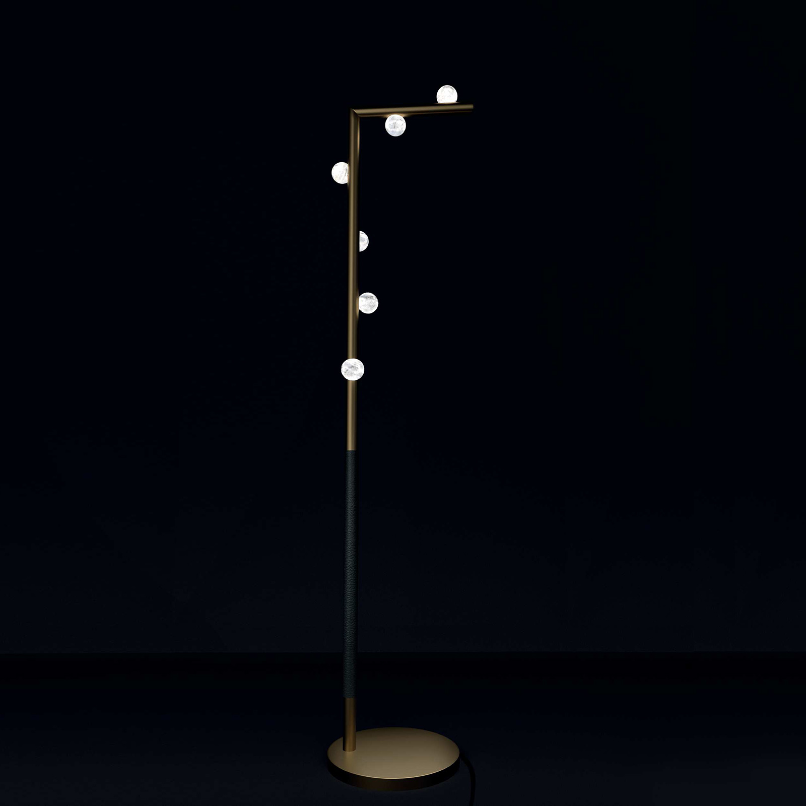 Italian Floor Lamp DEMETRA with small Alabaster Spheres