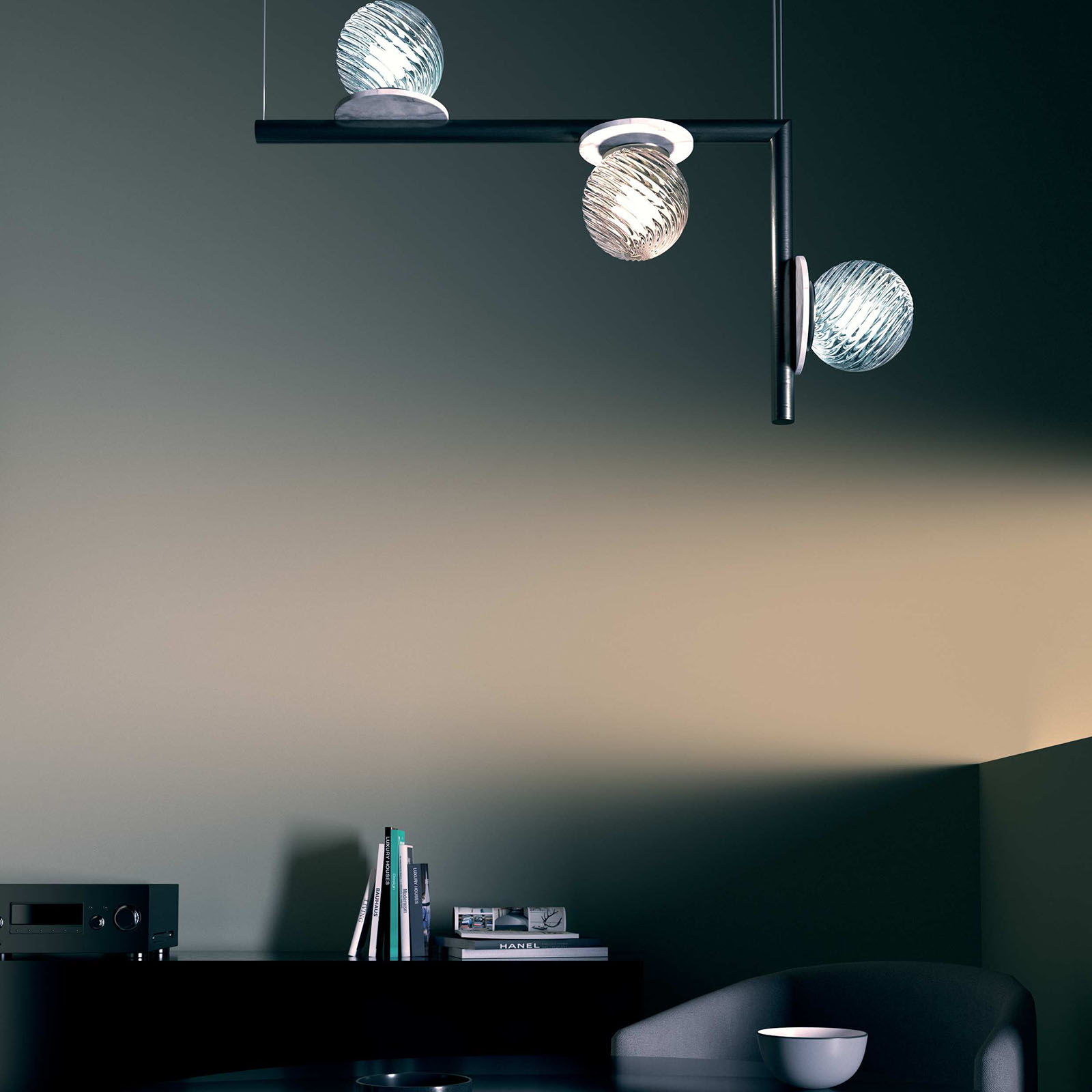 Dreiflammiger Design-Leuchter mit Murano-Glas und Alabaster AFRODITE, Bild 12