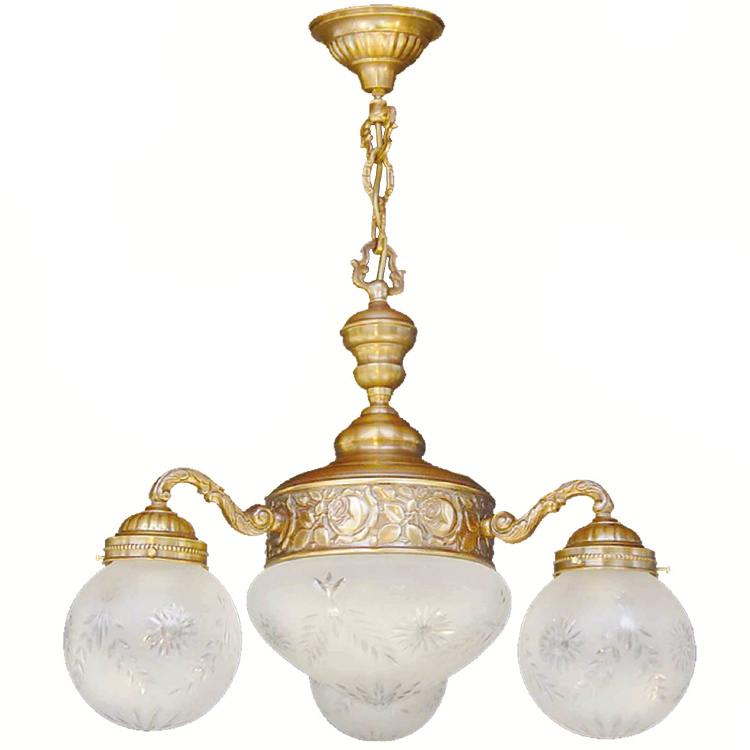 Three-arm brass chandelier QUINQUE ECCLESIAE II