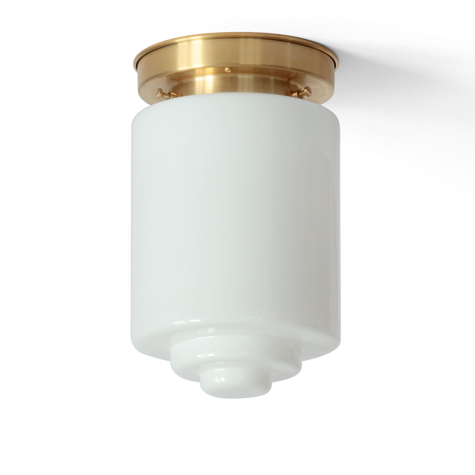 Small Ceiling Fitting Art Decó Design with White Cylinder Shade Ø 16 cm Small Ceiling Fitting Art Decó Design with White Cylinder Shade Ø 16 cm