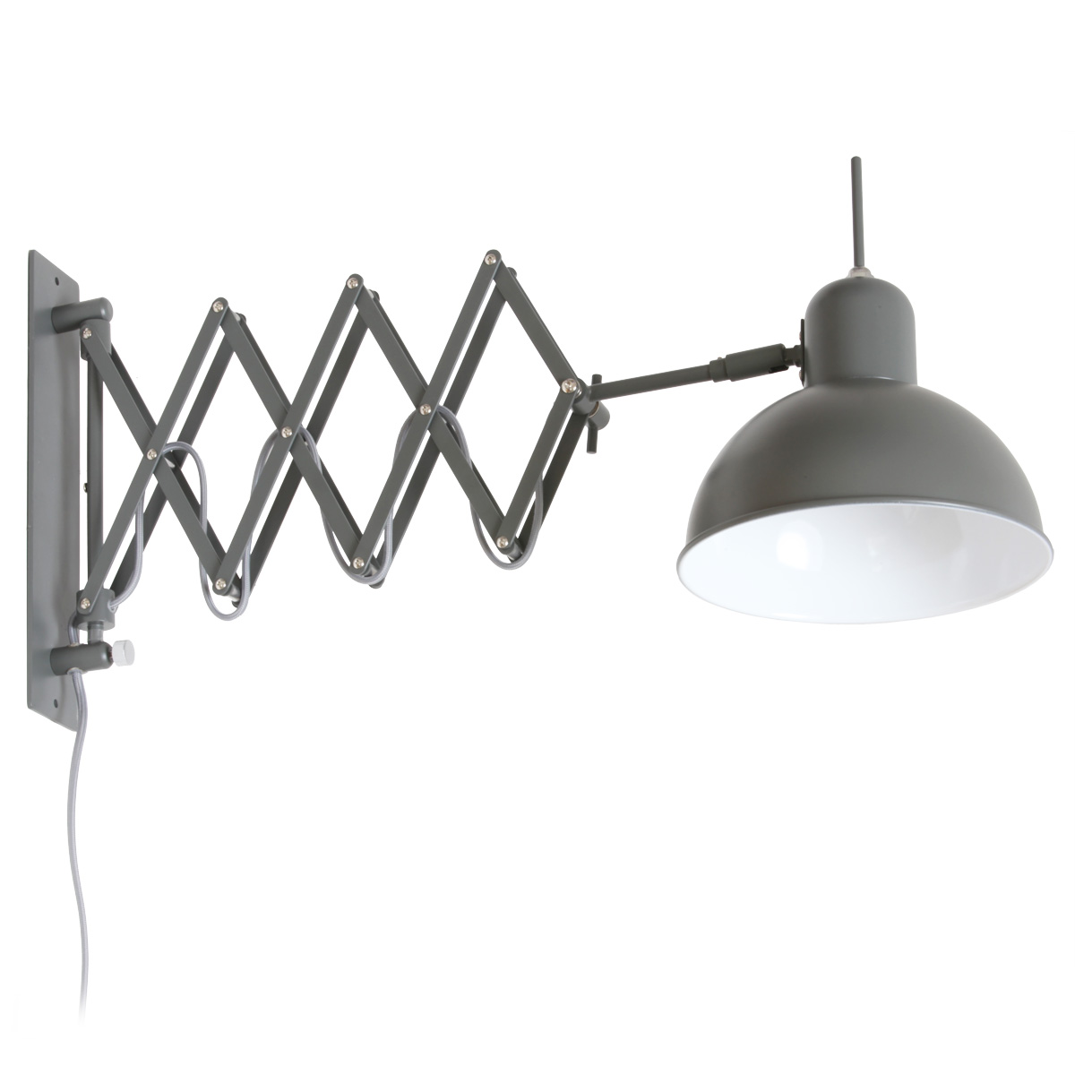 Grey steel scissor lamp for wall mounting