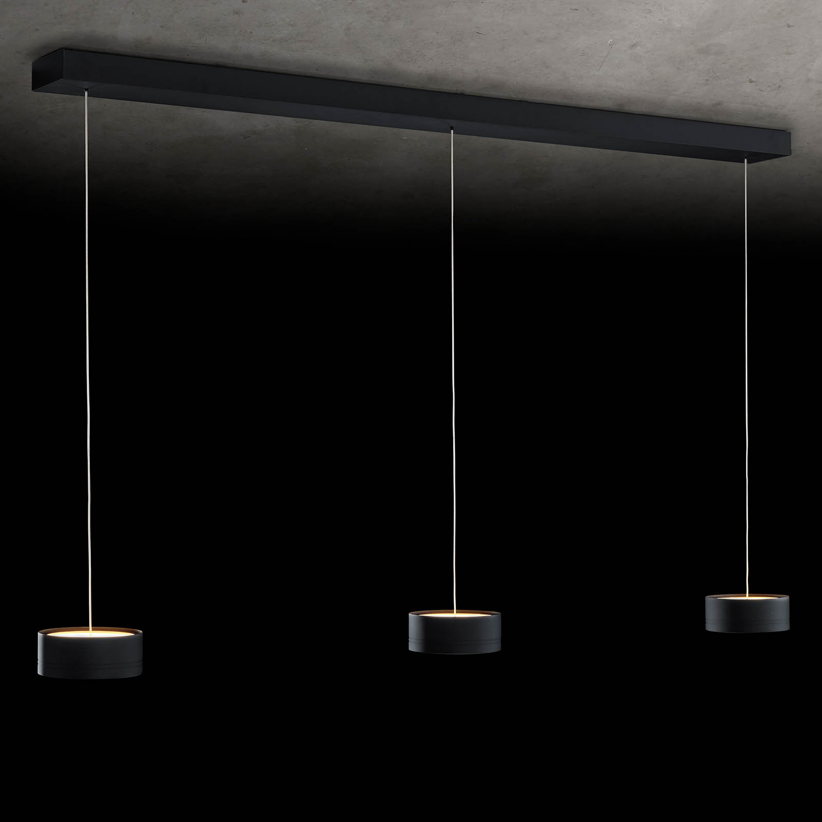 Modern two or three-light up/down LED pendant light FAVOR: Obderfläche Schwarz