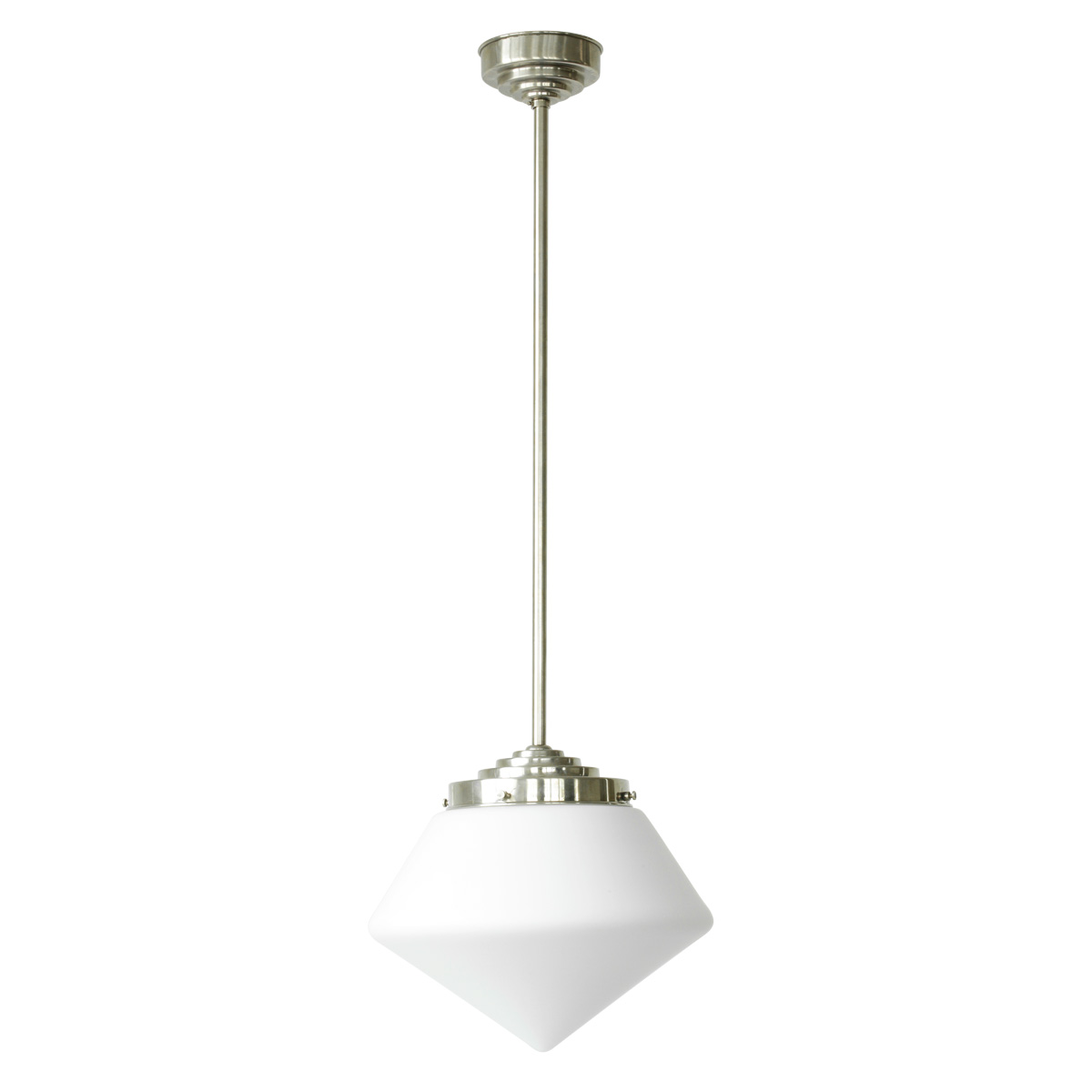 Rod pendant lamp with matte opal glass