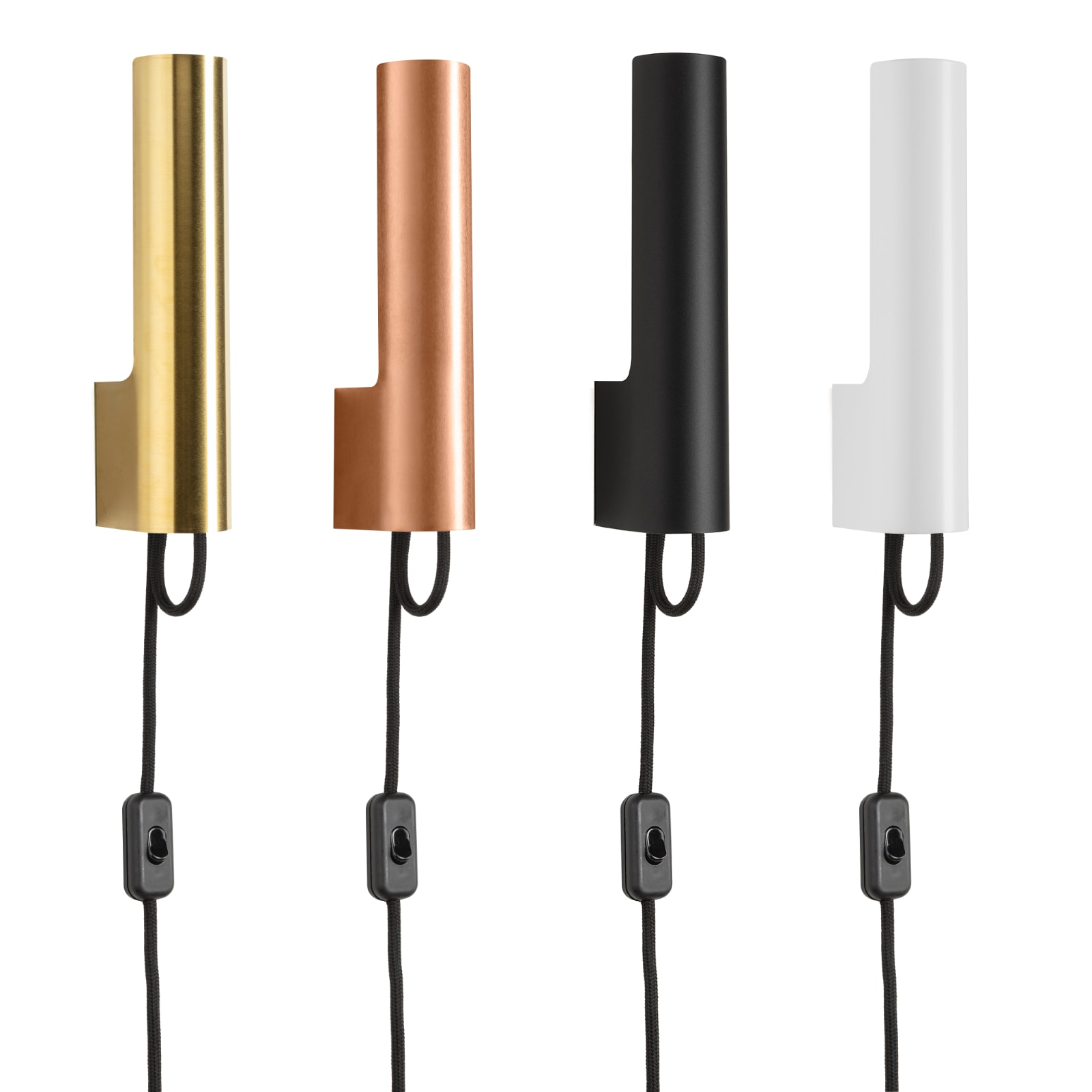 Slim Wall Sconce VISIR Made from Copper or Brass: Models with plug and cable