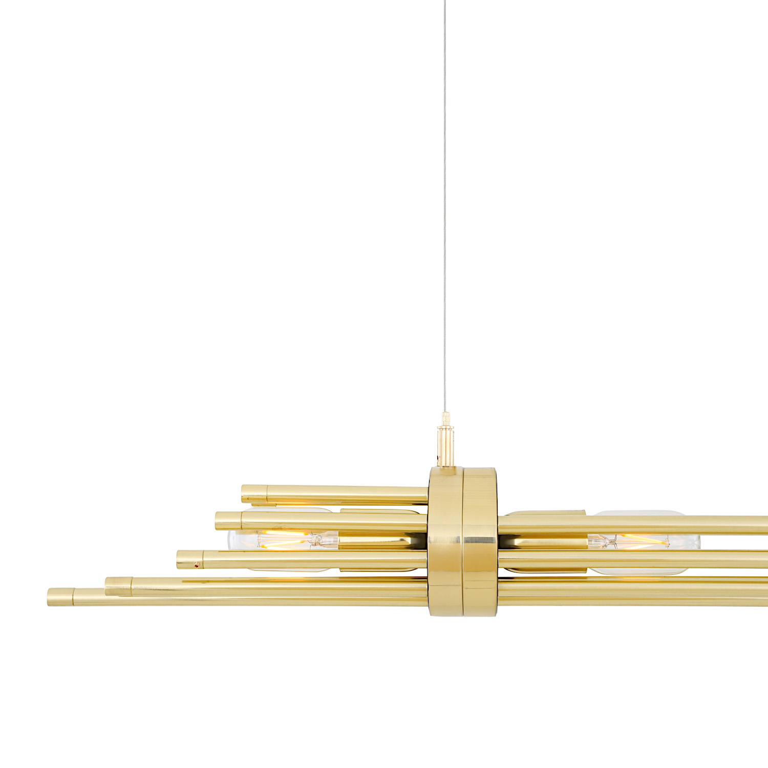 Bild 4: Messing poliert Lange Hängeleuchte aus dekorativen Messingstäben, 150 cm: Messing poliert