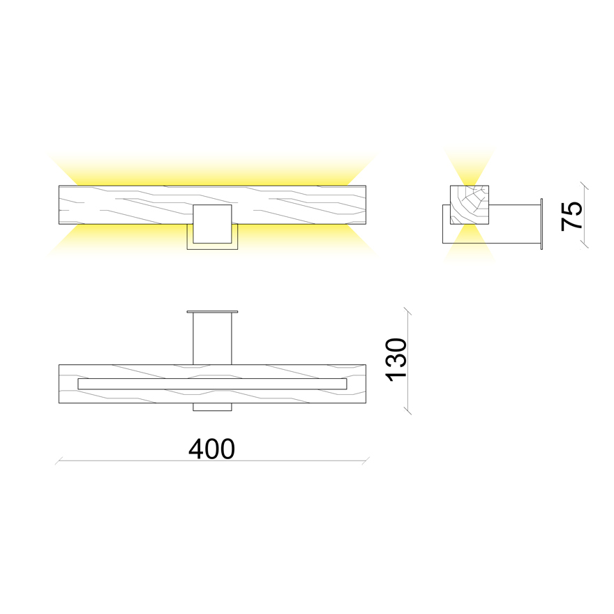 Up-Down-LED-Wandleuchte aus Massivholz, 40 cm, Bild 16