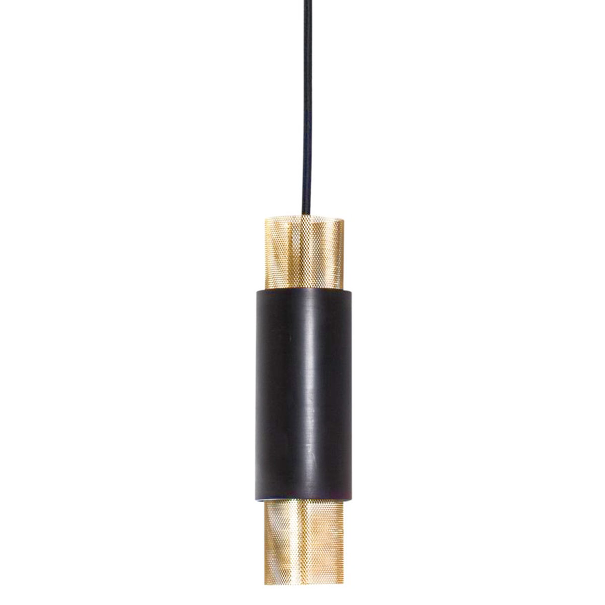 TISSU: tubular pendant luminaire with brass fabric for atmospheric light