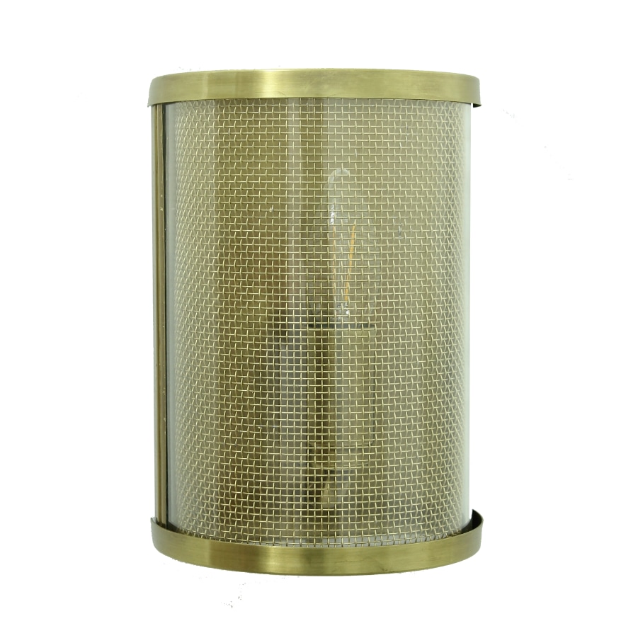 Halbrunde Messing-Wandleuchte mit feinem Gitter Halbrunde Messing-Wandleuchte mit feinem Gitter