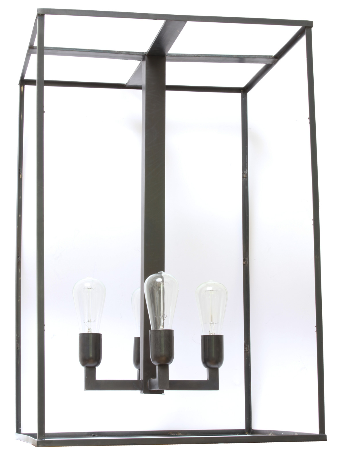 Bild 5: Die vierseitig verglaste Pendelleuchte, hier das große Modell in Bronze VITRINE Verglaste Messing-Hängeleuchte aus Belgien: Die vierseitig verglaste Pendelleuchte, hier das große Modell in Bronze