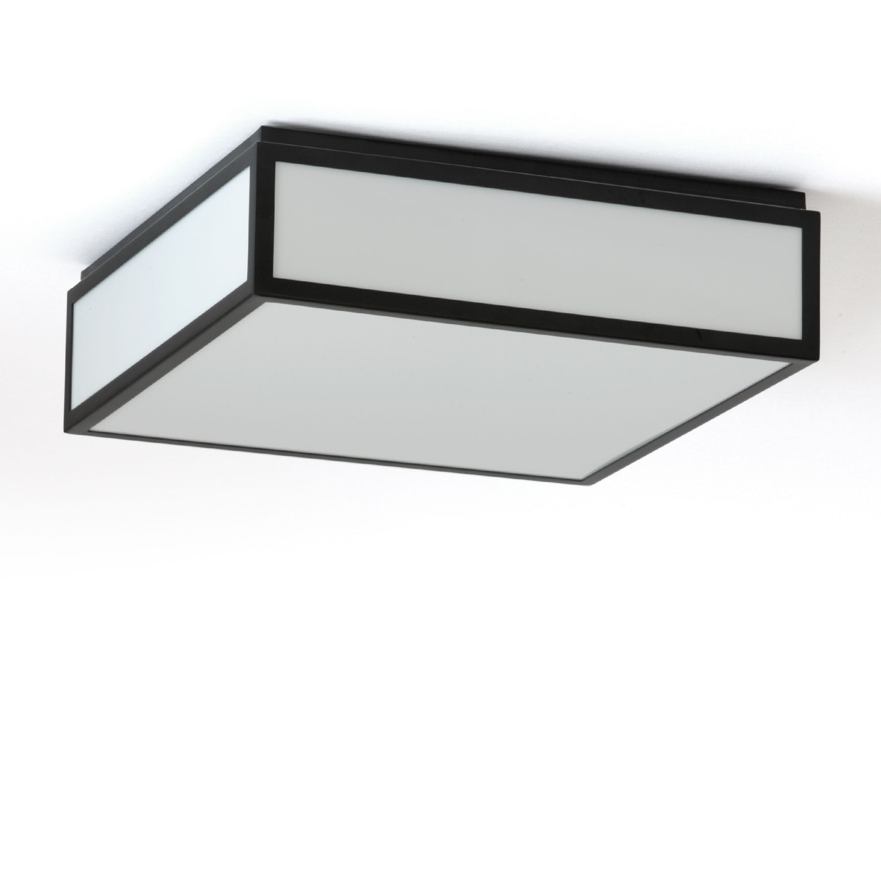 Quadratische LED-Deckenleuchte schwarz-weiß, auch für Badezimmer, 30 cm