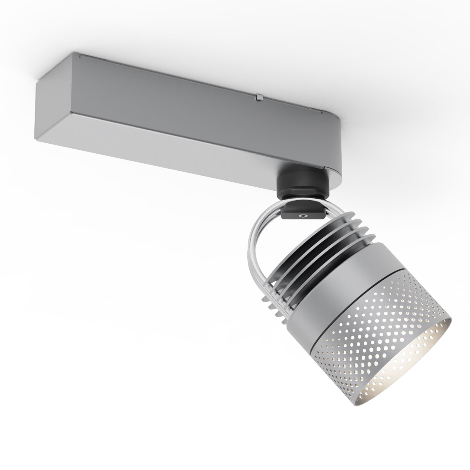 Bild 16: Silber mit Blendenring perforiert MOD MONO Aufbau-Deckenspot – Modulares Strahlersystem: Silber mit Blendenring perforiert